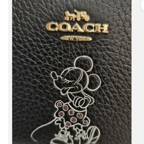Coach X Disney Minnie Mouse Accordion Zip Wallet Black Leather Limited Edition - Picture 3 of 7